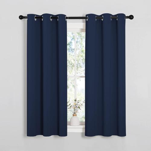 NICETOWN Blackout Curtain Panels, Window Treatment Energy Saving Thermal Insulated Solid Grommet Blackout Drapes/Draperies (Navy, 1 Pair, 34 by 54-inch)