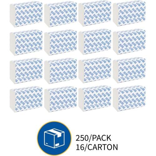 Genuine Joe Multifold Hand Towels, 9.5 x 9.10, 1-Ply, White, 250/Pack, 16 Count
