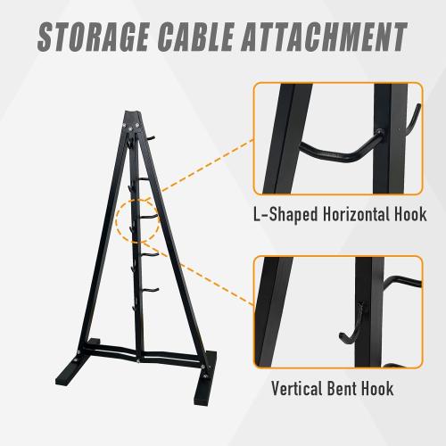 Wall Mounted Lat Pull Down Bar Organizer with Hooks, Home Gym Storage Rack for Lat Pulldown Attachments, Cable Attachments Rack for Gym Accessories