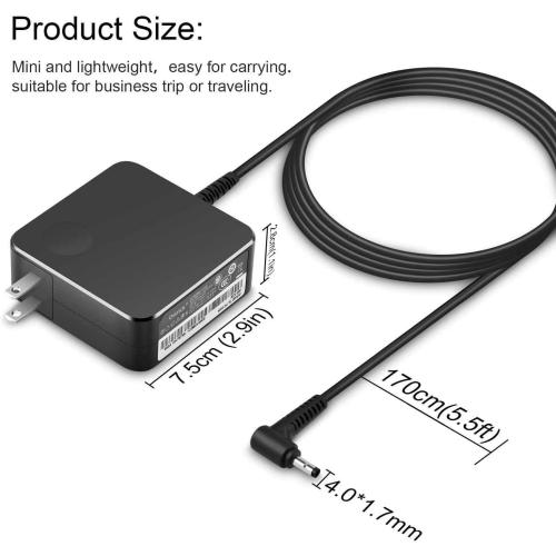 Charger Compatible with Lenovo Laptop Computer 65W 45W Round Tip Power Supply AC Adapter