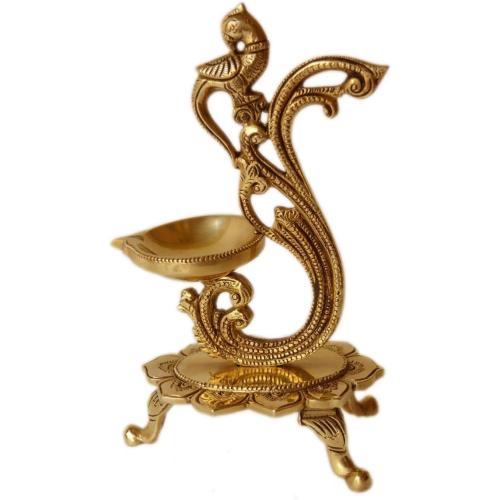Lamp Peacock Diya Brass Oil Tier Ghee Puja Hindu Article Indian Deepak Handicrafts Product Decorative Pooja Religious Craft