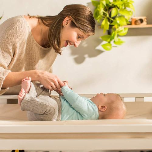Naturepedic Organic Contoured Changing Pad - Easy to Clean, Lightweight & Portable - Comfort 2-Sided Waterproof Baby Diaper Changing Pad for Dresser or Changing Table - 16 x 31