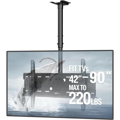 WALI Ceiling TV Mount for 42-90 inch, Hanging Adjustable TV Ceiling Mount Bracket Fits Most LED, LCD, OLED 4K TVs, Holds up to 220lbs, Max Mounting Holes 800x400mm (CM4290), Black