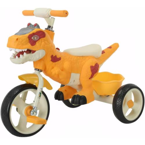 Dinosaur Kids Tricycle for Rider- Toddlers Kid Trike Bike Big Wheel with Music, Storage Basket,Indoor/Outdoor Preschool Daycare Kids Bike,Best Gift for 3-7 Year Old Girls & Boys (Orange)