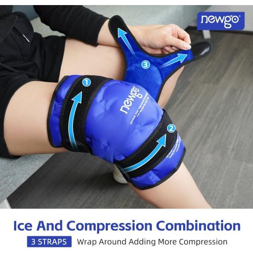 NEWGO Ice Pack for Knee Injuries Reusable, Knee Ice Pack Wrap Around Entire Knees for Replacement Surgery Recovery, Gel Cold Pack Wrap for Meniscus Tear, ACL, Swelling Pain Relief - XL Blue