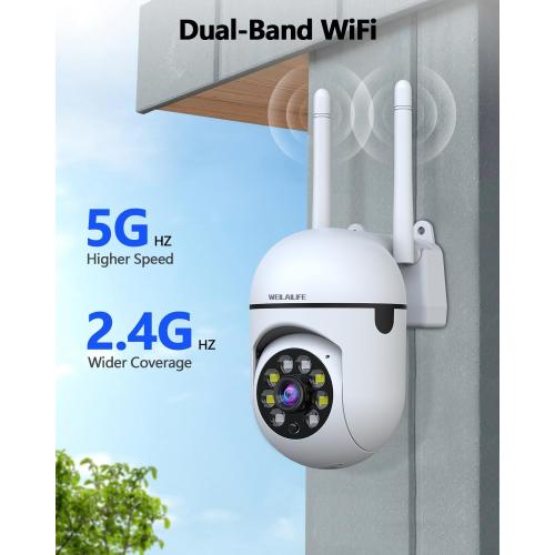 WEILAILIFE 【Auto Tracking & 2-Way Audio】 3MP Security Cameras Wireless Outdoor, PTZ WiFi Video Surveillance Cameras for Home Security