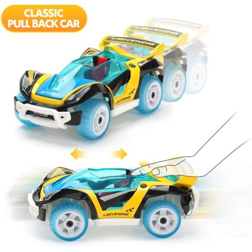 M MOOPAI Pull-Back Toy Cars Take Apart Race Car DIY Car Assembly Toy Tool Kit Build Your Own Car Educational Toy for Kids Boys & Girls Toys Aged 3  (Yellow Blue)