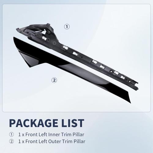 A-Pillar Molding Windshield Trim Front Left Driver Side Compatible with Ford Explorer 2011-2019, Outer & Inner Panel Replacement Kit Gloss Black Replaces 926-450 BB5Z7803137AA