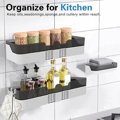2-Piece Shower Organizer, Detachable, Double-Layer Shower Shelf, No Drilling Required, for Bathroom and Kitchen (Black and White)
