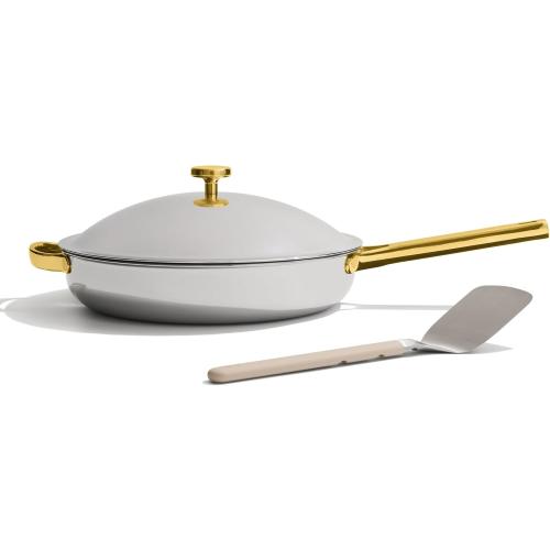 Our Place Titanium Always Pan Pro | 10.6 PFAS-Free Nonstick Frying Pan with Spatula | Chef-Grade Tri-Ply Stainless Steel & Aluminum Build | Induction & Oven-Safe up to 750°F | Gold