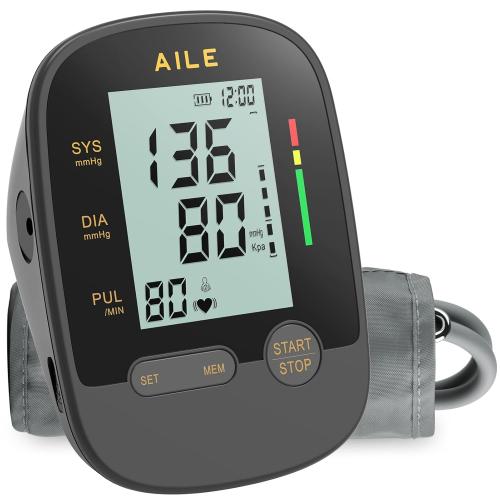 AILE Upper Arm Blood Pressure Machine,High Blood Pressure Monitors for Home use with Adjustable Blood Pressure Cuff - Large LCD Screen,Dual Power Option