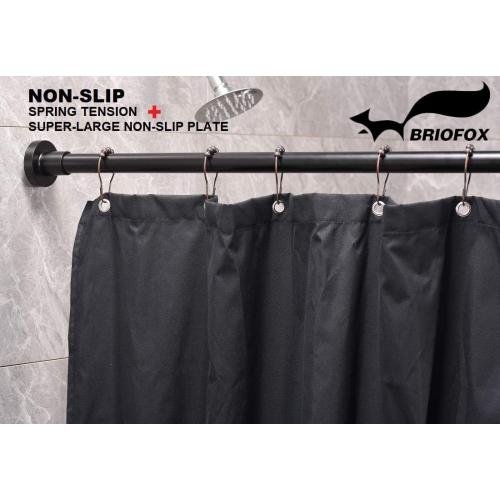 BRIOFOX Shower Curtain Rod 43-73 Inches Matte Black, Rustproof and Non-Fall Down Spring Tension Rod for Window or Bathroom, Stainless Steel