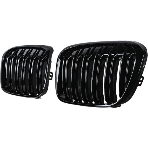 Astra Depot Glossy Black Dual Slats Kidney Grille Compatible with 2016-2018 BMW F48 F49 X1 sDrive18i sDrive20i xDrive25i sDrive16d sDrive18d sDrive20d