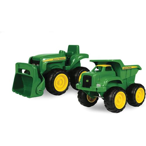 TOMY John Deere Vehicle Set - Includes Dump Truck Toy and Tractor Toy with Loader - Kids Outdoor Toys - Kids Construction and Sandbox Toys - 6 Inches - 2 Count - Ages 18 Months and Up