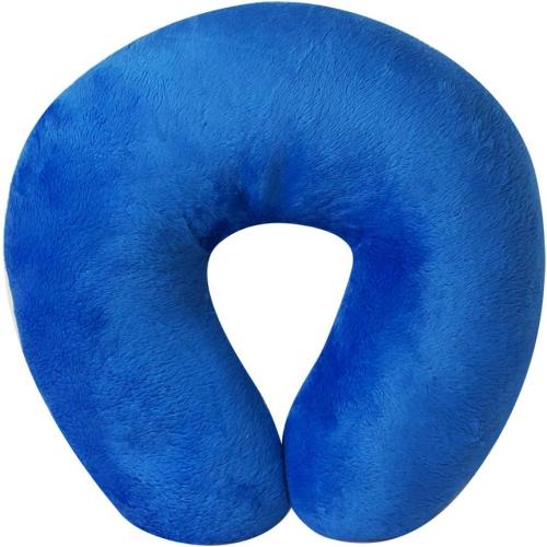 Cloudz Kids Dual Comfort Microbead Airplane Travel Neck Pillow. Super Soft Cozy Plush on One Side, Cool Relaxing Spandex on The Other! Keep Your Kids Comfy and Supported at Home or On The Go! - Blue