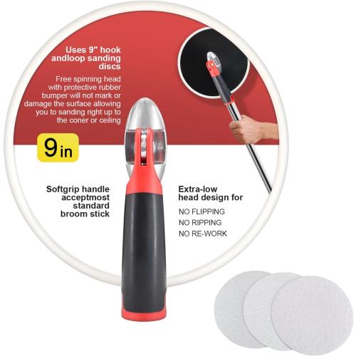 SCOTTCHEN Drywall Sander 9 Inch Radial Round Pole Sander for Dry Wall Include 3pcs Sanding Sheets 80，100，150 Grits