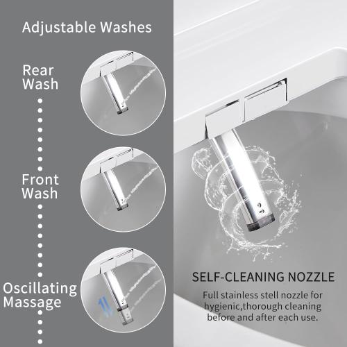 Electric Bidet Toilet Seat Round - Smart Heated Toilet Seat with Remote Control, Instant Warm Water, Self-Cleaning Nozzle, Warm Air Dryer, Feminine Wash, Soft Close, LED Display