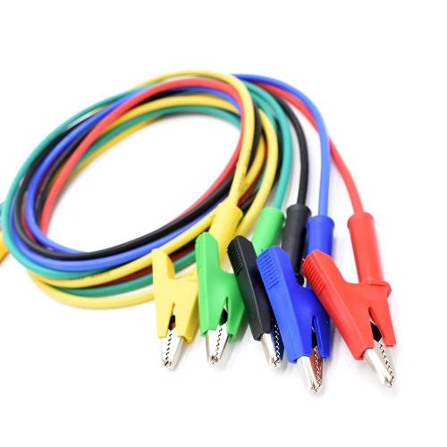 2  piece 14AWG Heavy Duty Test Leads 4mm Banana Plugs to Alligator Clips Flexible Cable Wire Set for Multimeter Electrical Testing 5 Colors 3 Feet