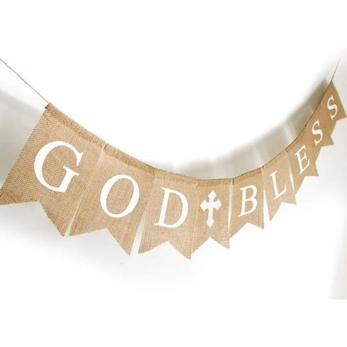 CHRORINE God Bless Banner First Communion Banner Kit, Baptism Decorations for Boys Girls, First Communion Confirmation Decorations, Bautizo Decorations