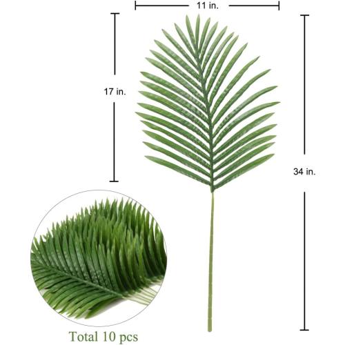 ‼️ONLY 6 PCS‼️ Large Artificial Palm Leaves Palm Fronds Tropical Leaves Areca Palm Branches Palm Leaves with Stem Palm Tree Leaves Faux Palm Leaves for Floral Arrangement Fake Leaves Palm Leaf Decor