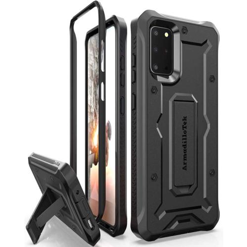 ArmadilloTek Vanguard Case Designed for Samsung Galaxy S20 Plus (2020 Release) Military Grade Full-Body Rugged with Built-in Kickstand - Black
