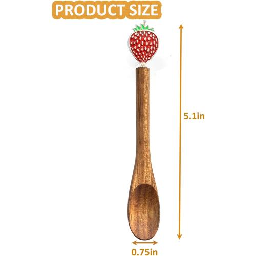 Small Wooden Spoons for Eating,Cute Coffee Spoons,Wooden Teaspoon,Small Wooden Spoons for Honey Coffee Stirring Tea Yogurt Jars, 5.1 Inches Length 4pcs(pumpkin)