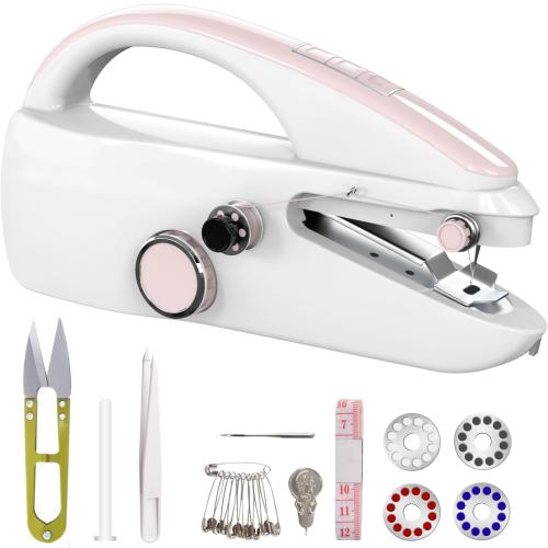 Handheld Sewing Machine, Portable, Mini Sewing Machine, Easy to Use, Fast Sewing Speed, Suitable for Sewing Clothes, Fabric, DIY Home Machine for Beginners.(Pink)