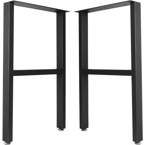 Metal Table Legs Desk Legs, Heavy Duty Square Tube Iron Desk Legs, DIY Furniture Legs for Dining Table, Coffee Table, Computer Desk, Workbench, Meeting Room Table, 28”H x 17.7”W, Set of 2, Black (H)