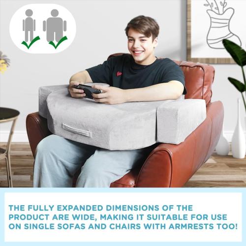 Reading Pillow Lap Desk with Adjustable Arm Support, Grey