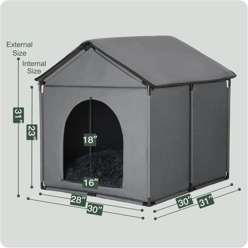 Large Dog House Soft Indoor (Int 30x28x23in/Ext 31x30x31in) w/Soft Cushion | Oxford Fabric, More Stable Frame, Thickened Roof, Ideal for Labrador, Husky, Samoyed, Golden Retriever, German Shepherd