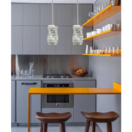 Modern Crystal Pendant Light Bathroom LED Chrome Mini Pendant Lights Kitchen Island, 8W, 4000K, NOT Dimmable