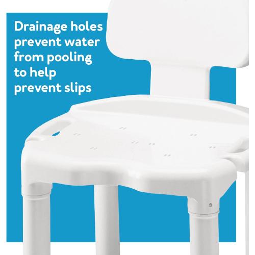 Carex Bath Seat And Shower Chair with Backrest for Seniors, Bath Chair For Elderly, Disabled, Handicap, and Injured Persons, Supports Up To 400lbs, Shower Seat For Inside Shower, Made in USA