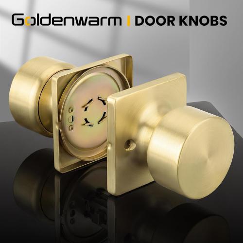 Goldenwarm Brushed Gold Dummy Door Knobs No-Function, Single-Side Gold Door Knobs for Handle, Closet Door Knob Pull/Handle Function for Pantry/French Doors 1 Pack