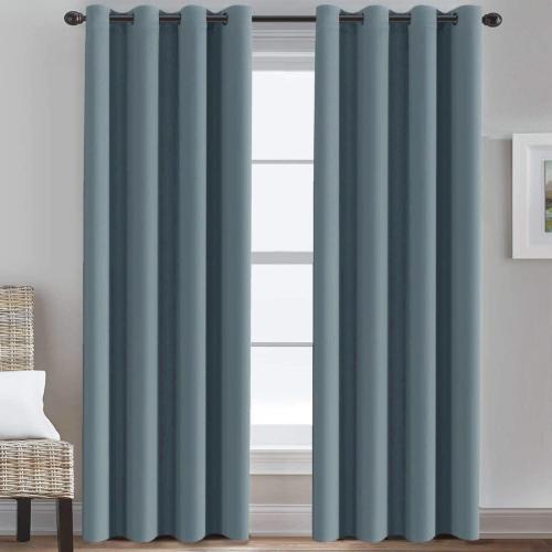 H.VERSAILTEX Blackout Curtains for Bedroom 84 Inches Thermal Insulated Room Darkening Curtains for Living Room, Energy Saving Curtains for Patio Door - Grommet Top (Stone Blue, 1 Panel), 52'W x 84'L