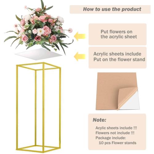 23.6inch 16 pcs Column Vases Gold Centerpieces for Table Metal Flower Stand Wedding Centerpieces Party
