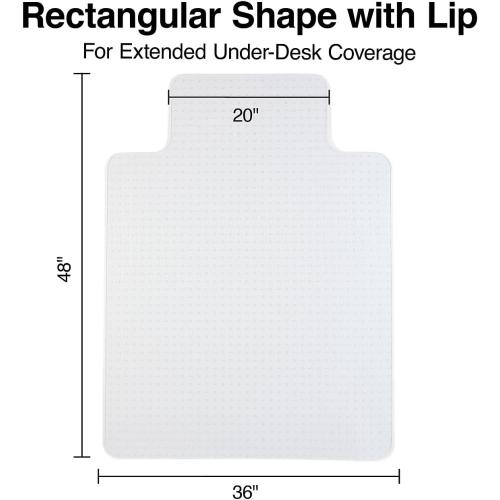 Staples Office Chair Mat, Clear Floor Mats with Lip, Flat-Pile Carpets, Extended Under-Desk Coverage, Smooth Glide