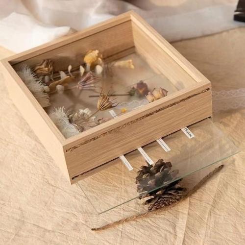 JOSON Wooden Dried Flower Photo Frame Dried Flower Display Stand Decorative Floating Photo Frame（8 * 10''-primary color