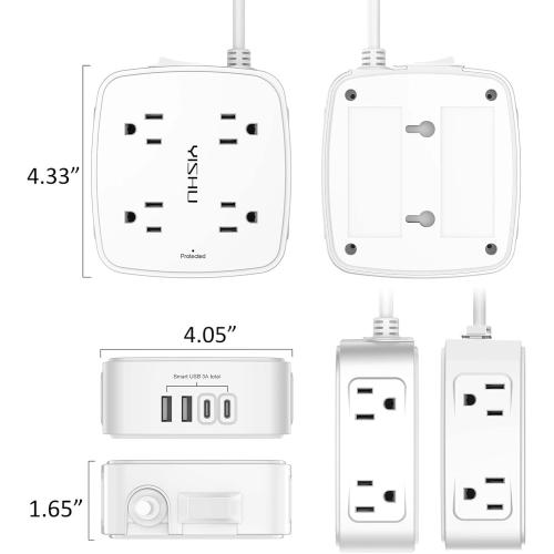 YISHU 6Ft Surge Protector Power Strip with 8 Widely Outlets & 4 USB Ports