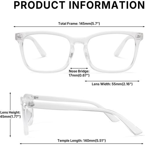 2 Pack Pro Acme Non-prescription Glasses Clear Frame Glasses for Women Men