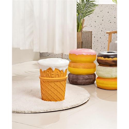 Simulated Food Stool, Resin Fruit Stool, Simulated Food Stools, Food-Shaped Footrest Stool Ottoman, Shoe Changing Stool for Home(Cream)