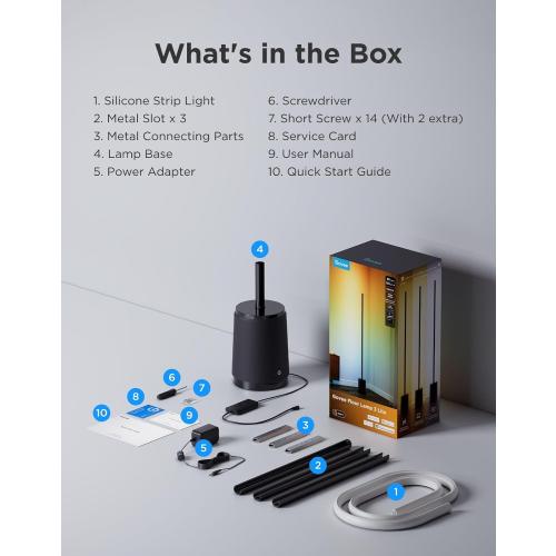 Govee Floor Lamp 3 Lite, Smart RGBIC LED Corner Lamp Compatible with Alexa, SmartThings, Matter, 1400lm Dimmable Color Changing Tall Standing Light with Music Sync for Living Room Bedroom Gaming Room
