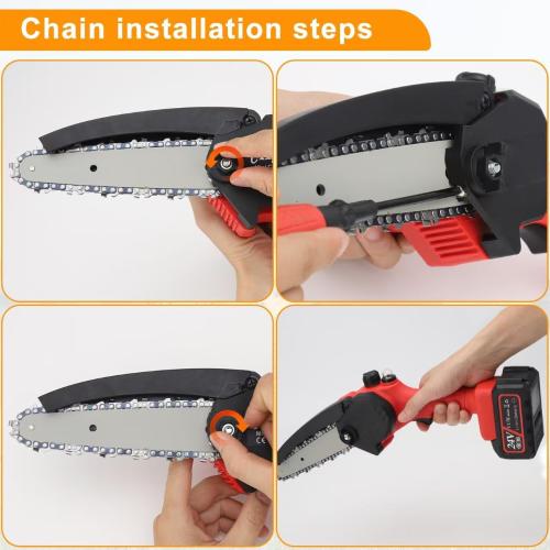 6-Pack Mini Chainsaw Chain 6-Inch: 1/4 LP Pitch, 0.043 Gauge, 37 Drive Links - Durable Replacement Chains for Cordless Electric Portable Chainsaws - Manganese Steel for Tree & Wood Cutting