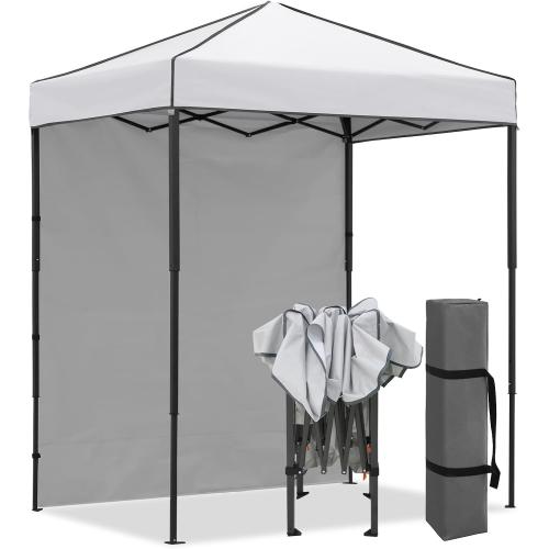 COOS BAY 6x4 Pop Up Canopy Tent with Removable Side Wall, Easy Setup Lightweight Portable Sun Shelter for Beach, Camping & Small Spaces, White