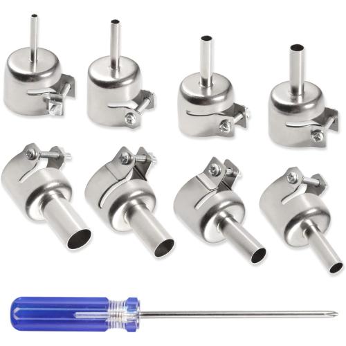 8 Pcs Heat Gun Nozzle Kits for Air Pump Type Hot Air Soldering Station Repair Tools, Hot Air Gun Tips Heat Gun Attachments Tips for 850 Series, 3mm,4mm,5mm,6mm,7mm,8mm,10mm,12mm