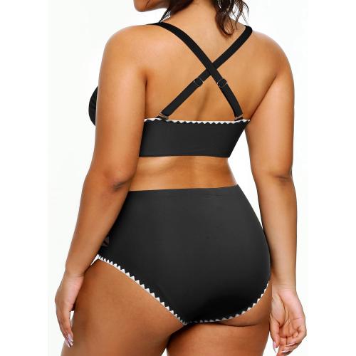 Size 18W Yonique Womens Plus Size Bikini High Waisted Swimsuits Two Piece Bathing Suits Tummy Control Swimwear