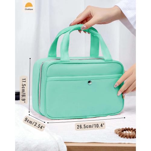 Travel Hanging Toiletry Bag for Women - Waterproof Cosmetic Organizer with Clear Window, Lightweight Bathroom Bags for Essentials, Makeup, Shampoo, Toiletries Green, Medium
