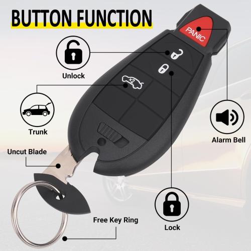 Key Fob Entry Remote Control Key Compatible with Chrysler 300, Dodge Charger, Challenger, Magnum, Replacement for M3N5WY783X IYZ-C01C, 4 Button (Single)