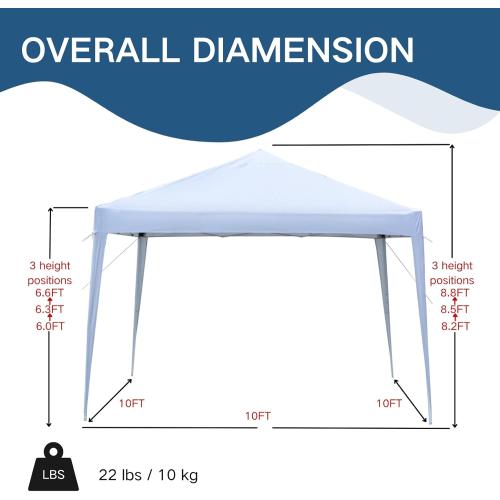 Outvita 10x10ft Ez Pop Up Outdoor Canopy Tent, Portable Commercial Instant Tent with Carry Bag for Party Wedding Birthday BBQ Events