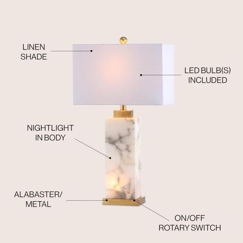 Missing part.                      JONATHAN Y JYL6201A Elizabeth 27.5 Alabaster LED Table Lamp Coastal Contemporary Bedside Desk Nightstand Lamp for Bedroom Living Room Office College Bookcase LED Bulb Included, White/Gold Leaf