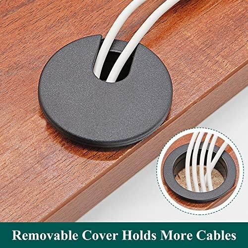 Litoexpe 2 Pcs Black Desk Cord Grommet 1-3/4 Inch